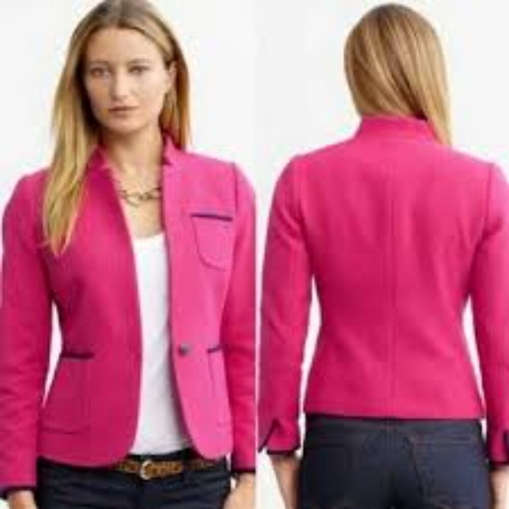 BANANA REPUBLIC Piped Pink Cotton Blazer
